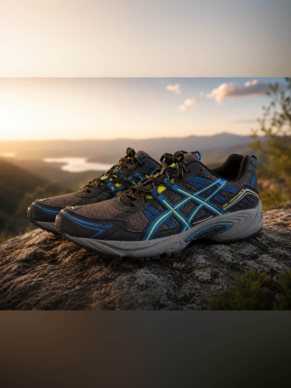 ASICS Women’s Gel-Venture Running Shoes - Black and Blue T383Q size 9.5